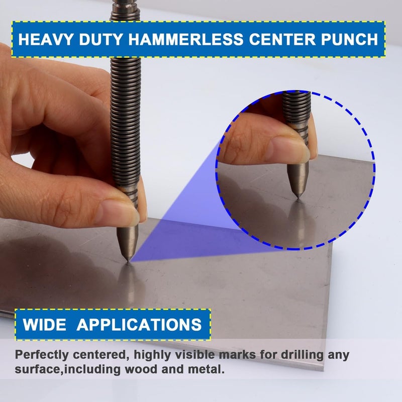 LSTOPGO Store Spring Nail Set,Dual Head Nail Setter with Size Marked,4pcs Hammerless Door Hinge Pin Removal Tool,Striking Force Spring Loaded Nail Punch（1/8-in, 3/32-in, 3/16-in, 1/16-in, 1/32-in, 1/8-in） - Image 4